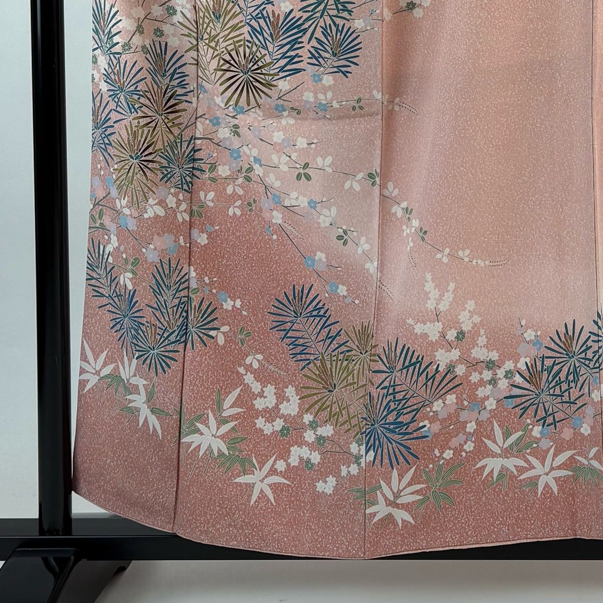 訪問着 身丈156 cm 裄丈62 S 袷 松竹梅 幾何学 ぼかし ピンク 正絹 秀品