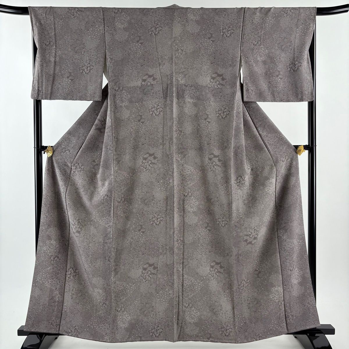 江戸小紋 身丈161cm 裄丈67cm M 袷 寄せ柄 松竹梅 灰紫 正絹 秀品