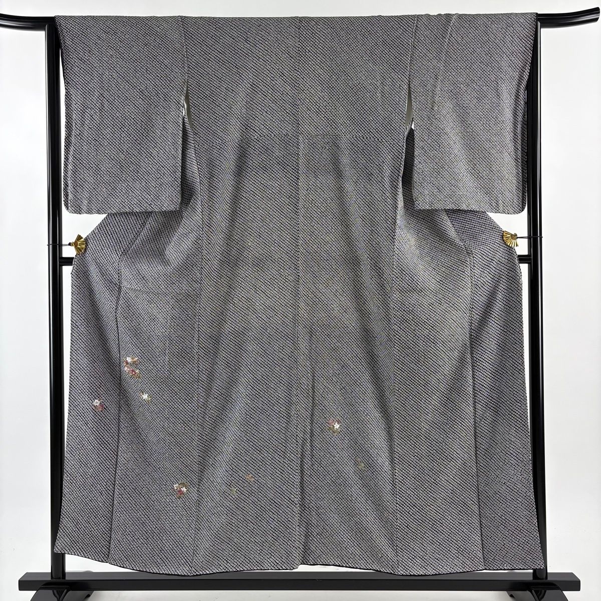 付下げ 身丈154 cm 裄丈64 M 袷 椿 梅 刺繍 総絞り 黒 正絹 秀品