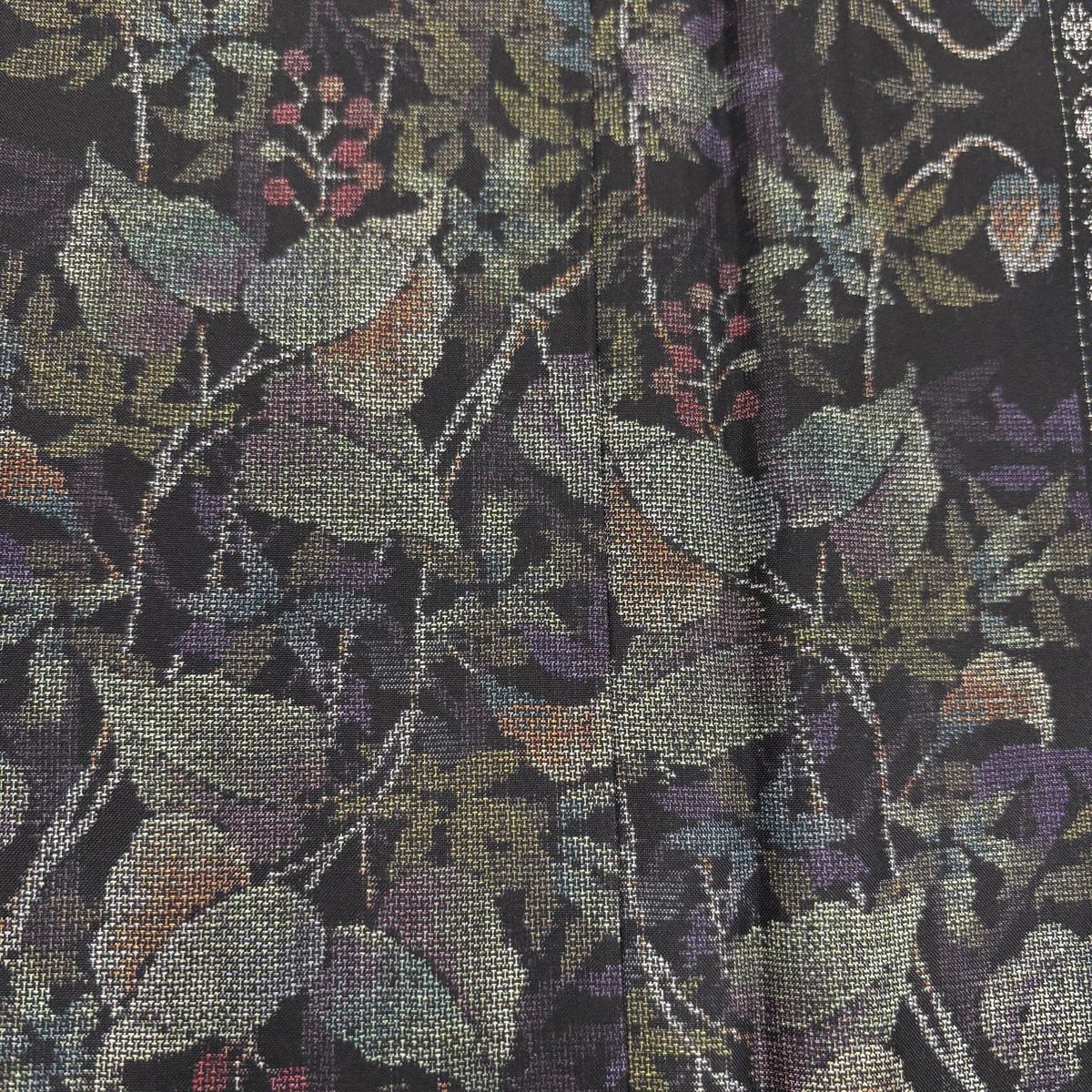  小紋 身丈154 cm 裄丈66 5 M 袷 大島紬地 証紙 葉と実 黒 正絹 秀品 小紋 着物