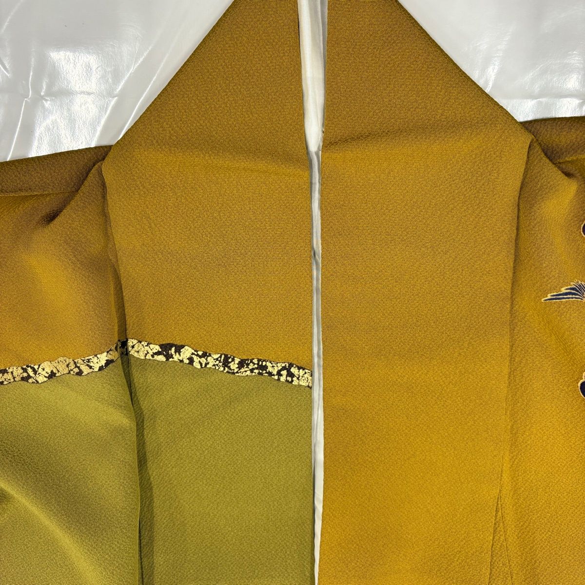 振袖 身丈159cm 裄丈63.5cm S 袷 牡丹 枝梅 金彩 染め分け 山吹色 正絹