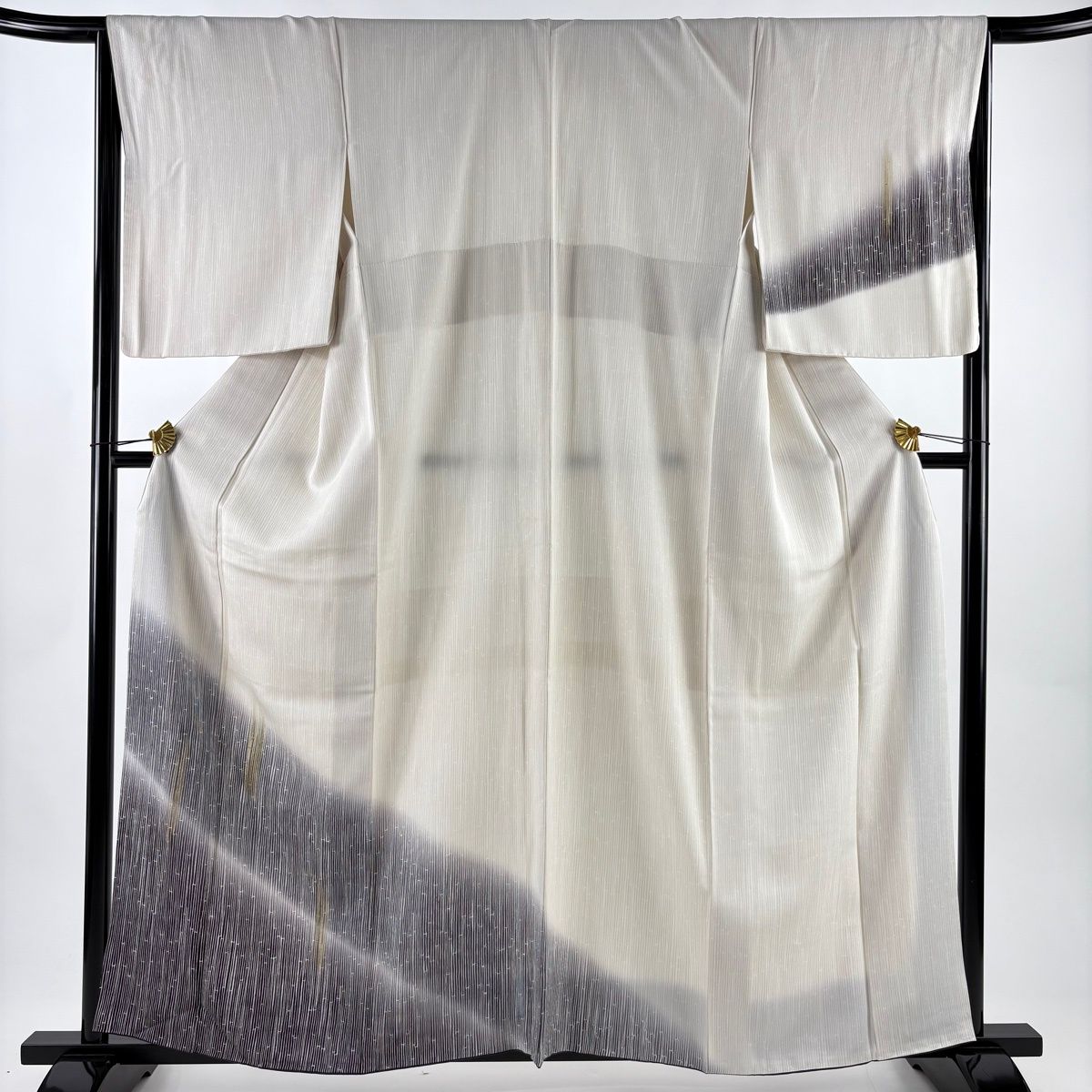 訪問着 身丈160 cm 裄丈65 5 M 袷 竹縞 金糸 金彩 クリーム 正絹