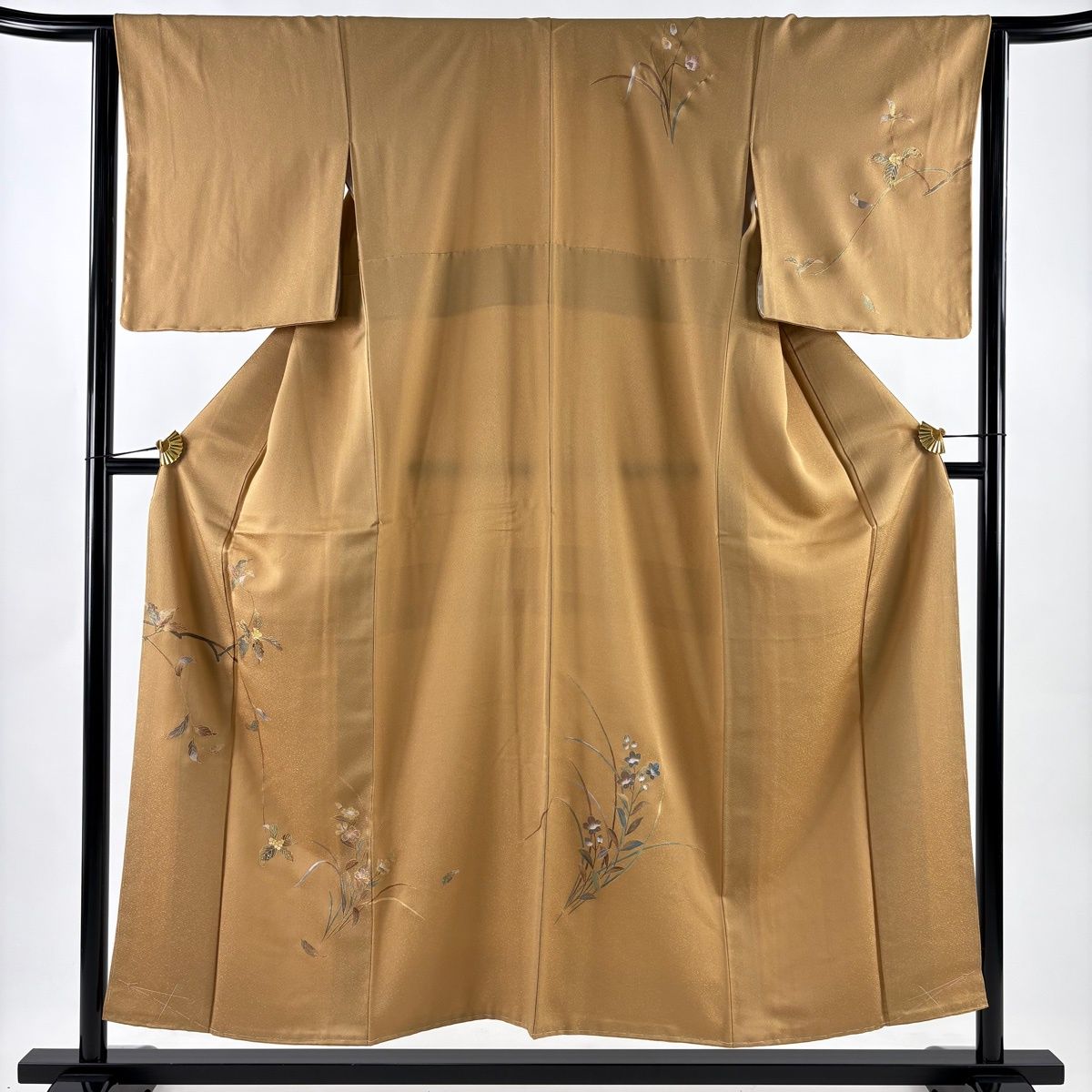 付下げ 身丈154 cm 裄丈64 M 袷 葉柄 実 螺鈿 金彩 薄茶色 正絹 名品