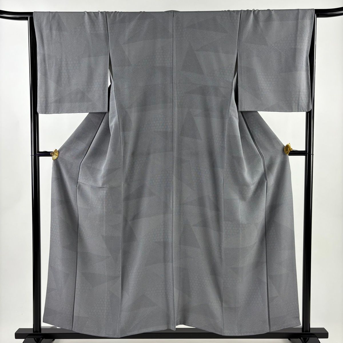 江戸小紋 身丈155 cm 裄丈66 M 袷 亀甲 鮫 灰色 正絹 名品