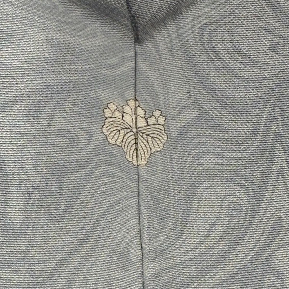  小紋 身丈159 cm 裄丈64 M 袷 墨流し 灰色 正絹 一つ紋 小紋 着物