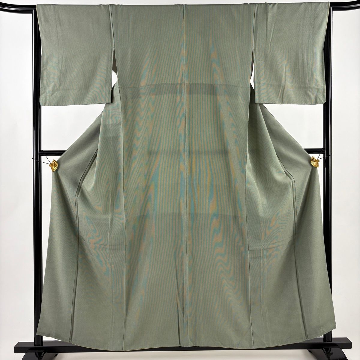 江戸小紋 身丈157 5 cm 裄丈65 M 袷 万筋 灰緑 正絹