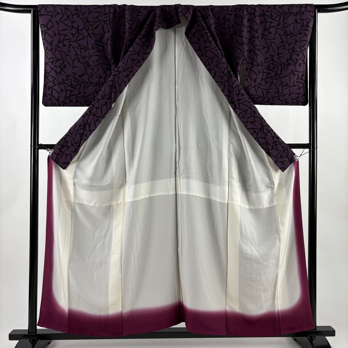  小紋 身丈157.5 cm 裄丈63.5 S 袷 うさぎ 濃紫 正絹 小紋 着物