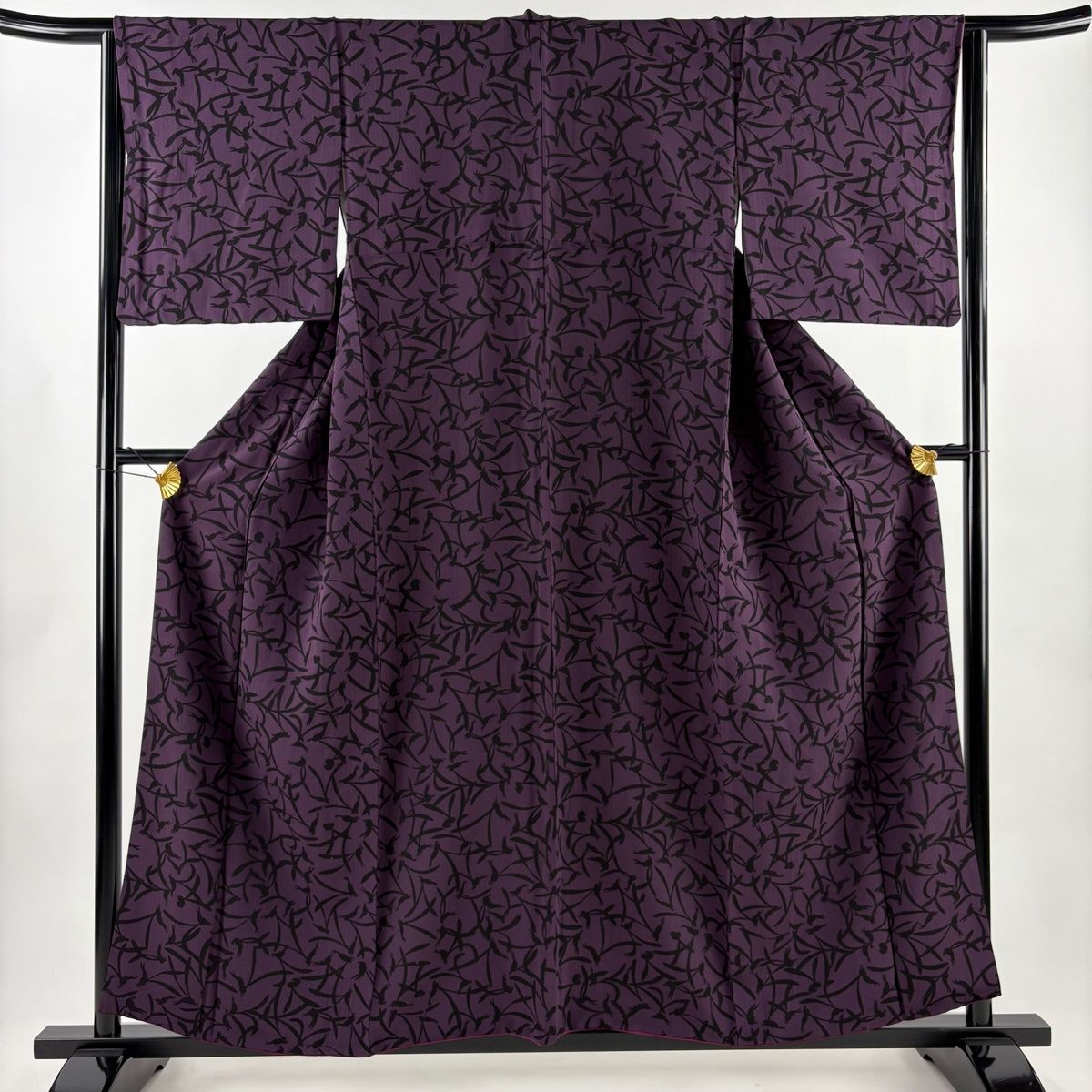 小紋 身丈157.5 cm 裄丈63.5 S 袷 うさぎ 濃紫 正絹 名品