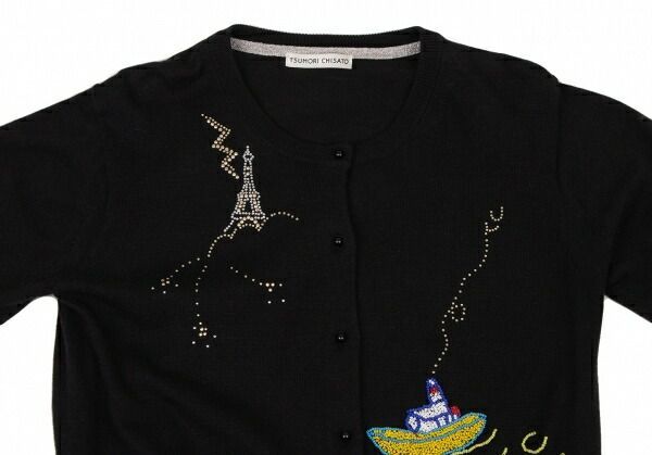 ツモリチサトTSUMORI CHISATO ビーズ装飾カシミヤ混紡ニット