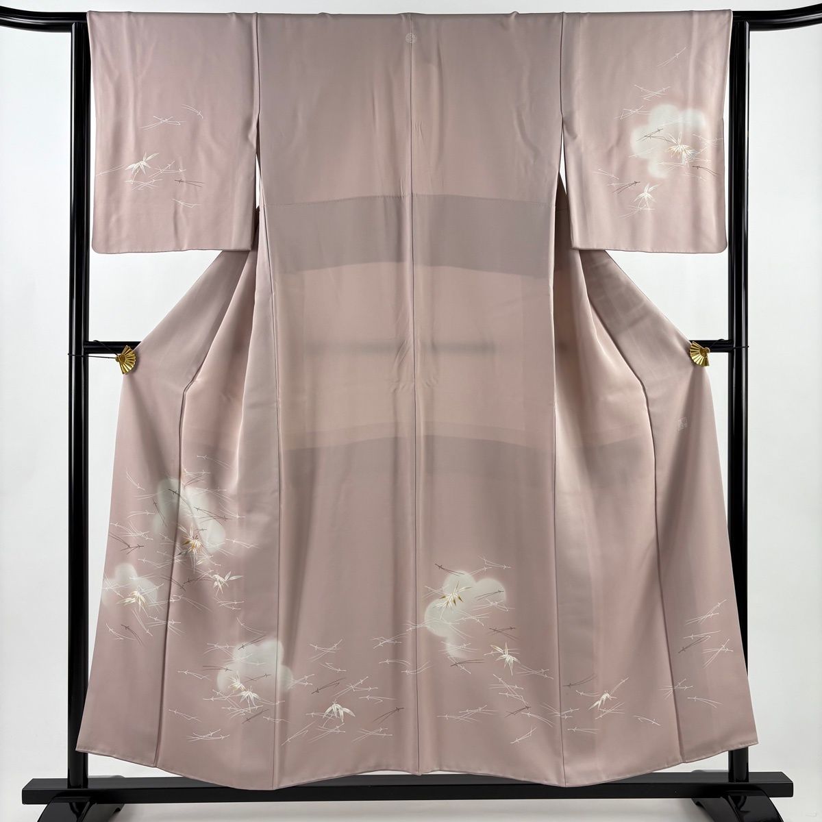 訪問着 身丈154 cm 裄丈63.5 S 袷 千總 落款 松竹梅 金糸 刺繍 薄ピンク 正絹 名品 一つ紋