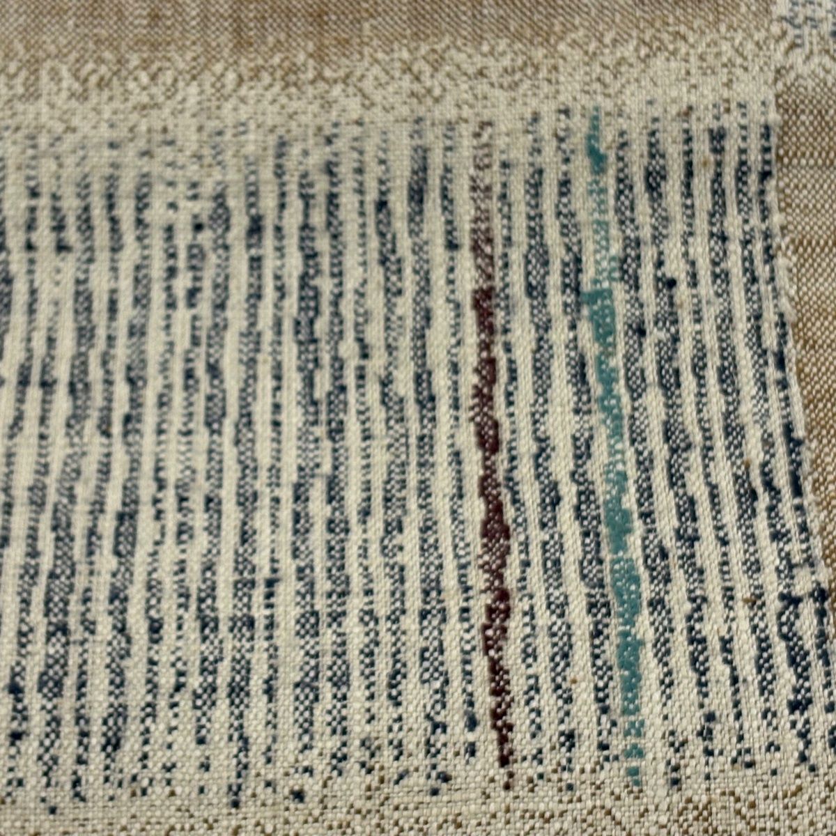 名古屋帯 渡文 落款 八寸名古屋帯 松葉仕立て 縞 幾何学 薄茶色 正絹