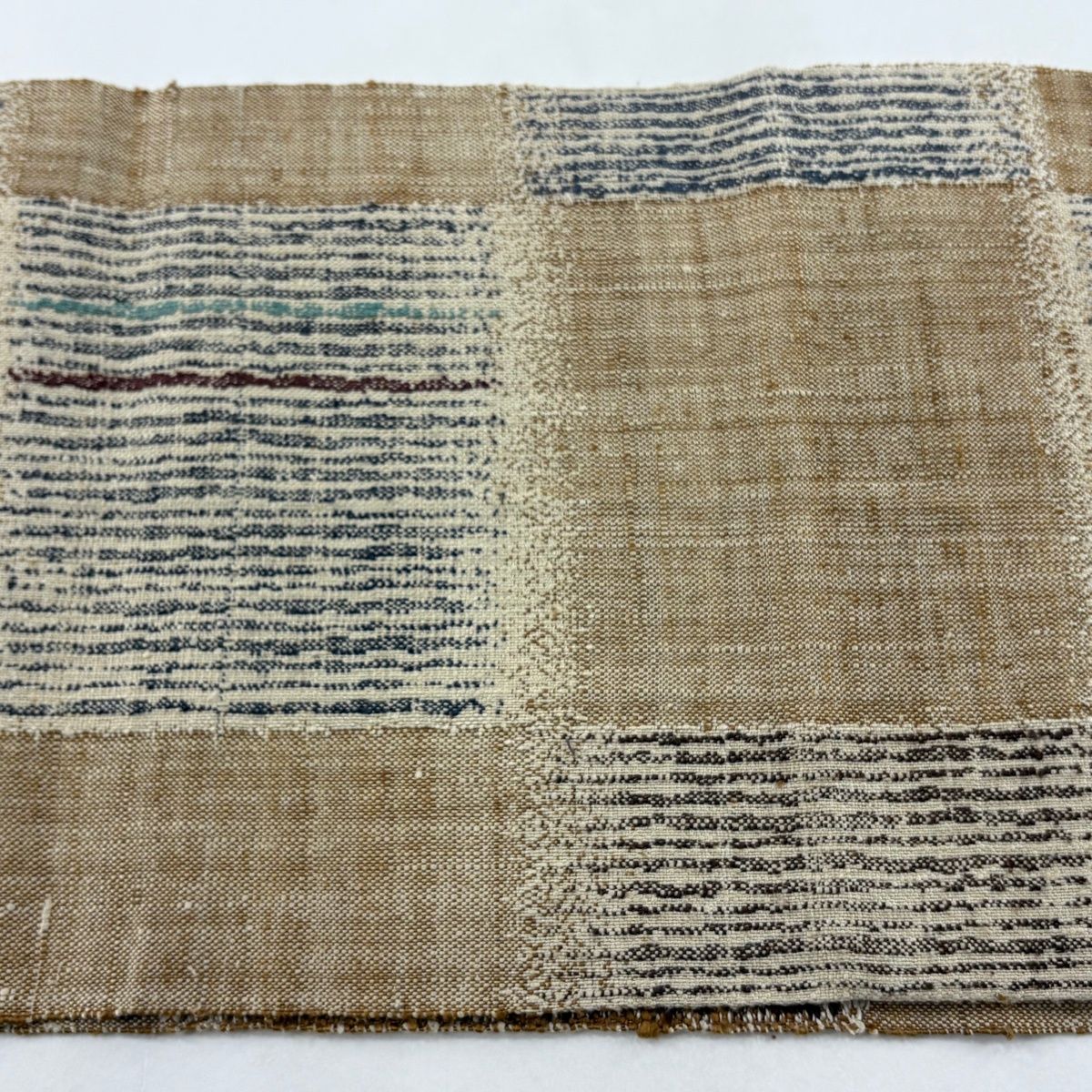 美品】 名古屋帯 逸品 渡文 落款 八寸名古屋帯 松葉仕立て 縞 幾何学