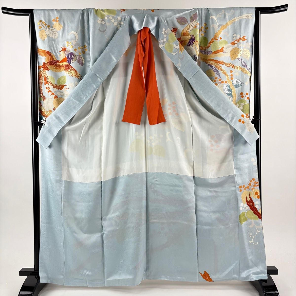振袖 身丈166cm 裄丈68cm L 袷 千總 落款 鳳凰 桐 金銀彩 金糸 水色