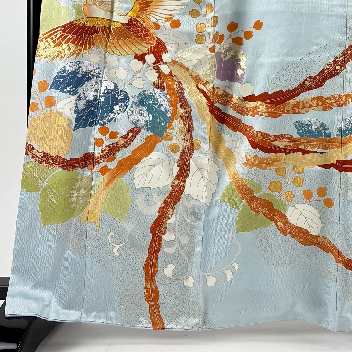 振袖 身丈166cm 裄丈68cm L 袷 千總 落款 鳳凰 桐 金銀彩 金糸 水色