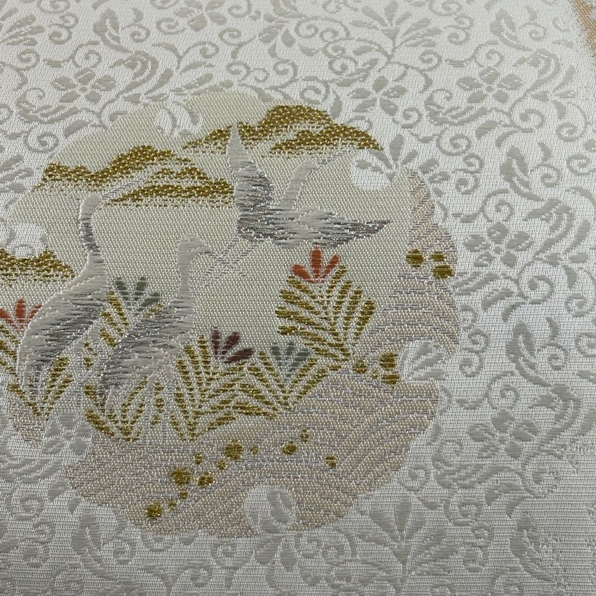 袋帯 名品 菊 花鳥 唐織 金銀糸 ベージュ 六通 正絹 【中古】 - メルカリ