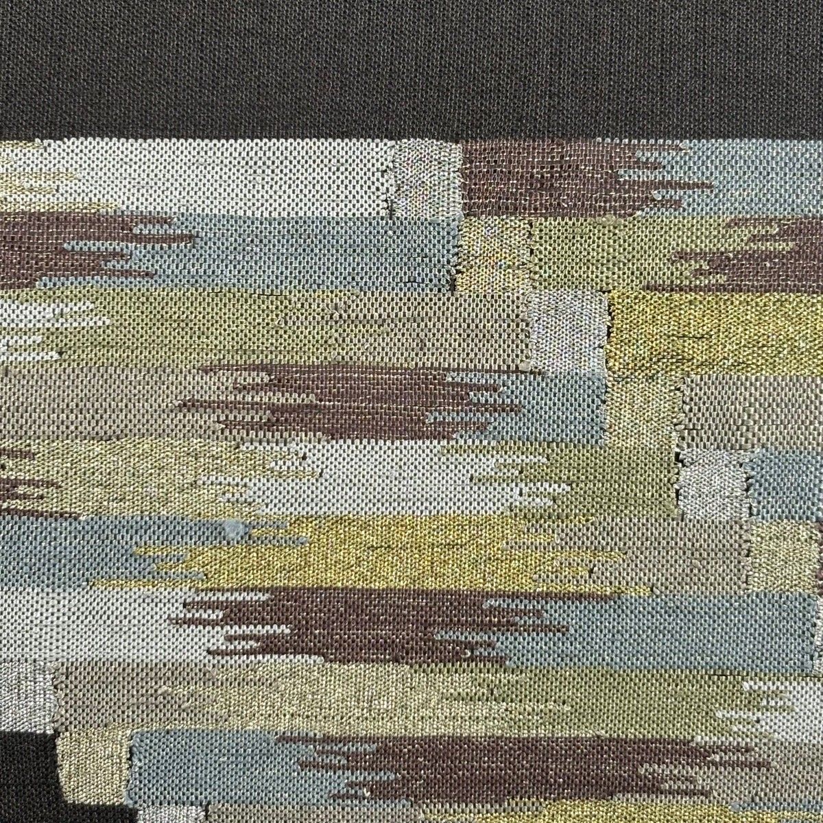 名古屋帯 名品 八寸名古屋帯 松葉仕立て 霞 幾何学模様 金銀糸 黒 正絹