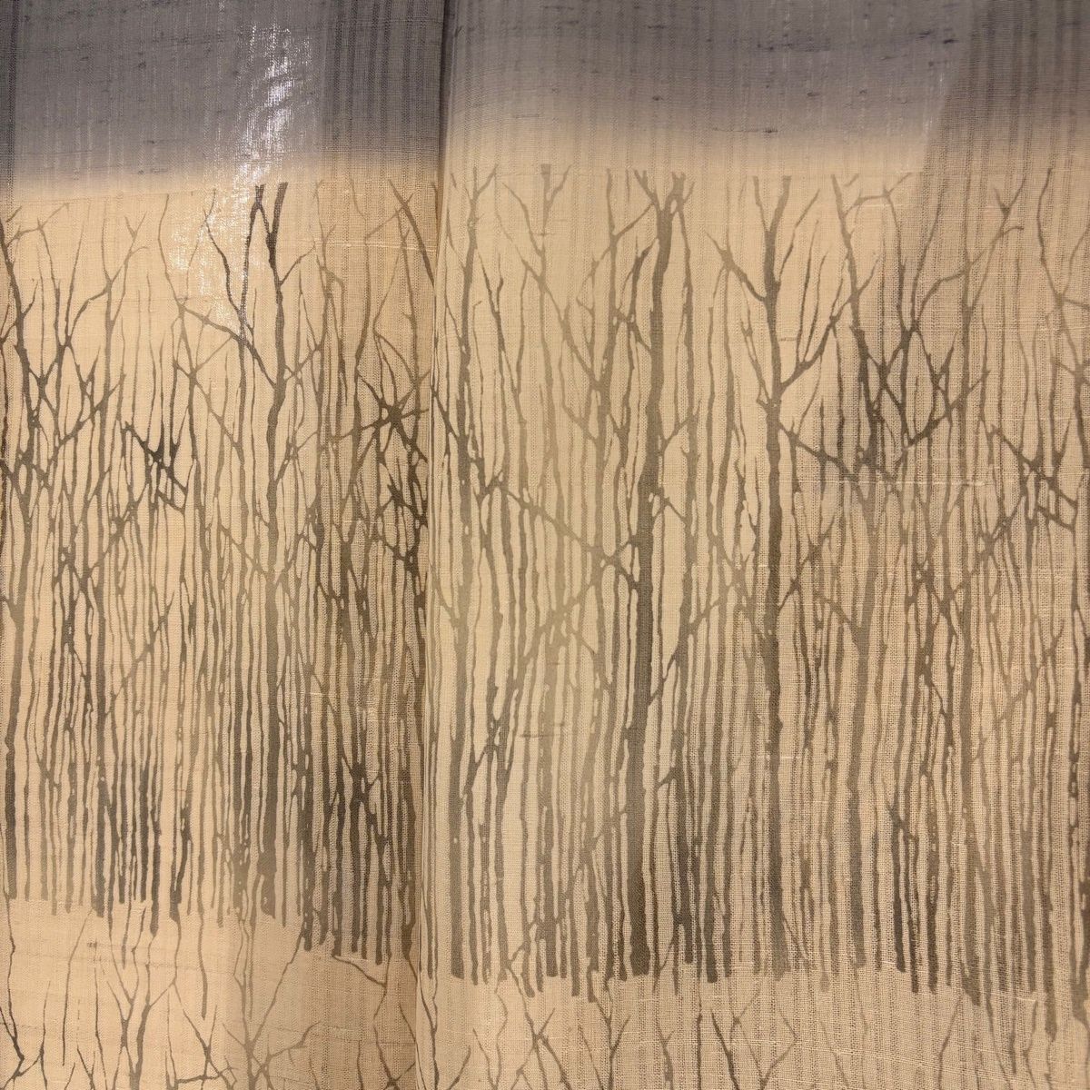  付下げ 身丈163 5 cm 裄丈63 S 薄物 夏紬地 縦縞 樹木 灰色 正絹 訪問着 付け下げ 着物