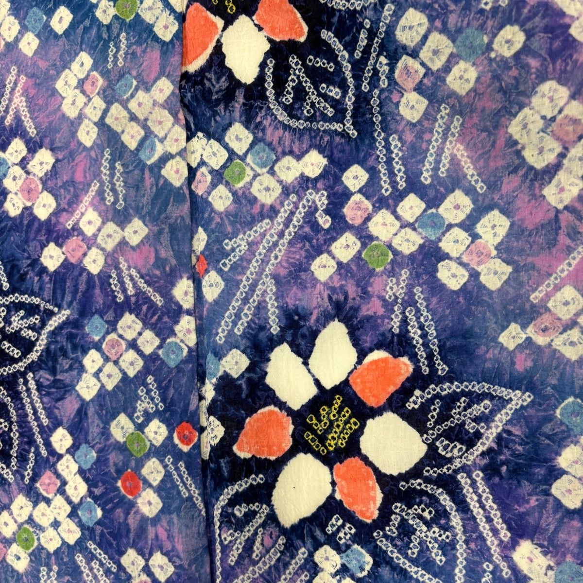  浴衣 身丈162 cm 裄丈65.5 M 絞り浴衣 草花 青紫 綿 浴衣単品 浴衣