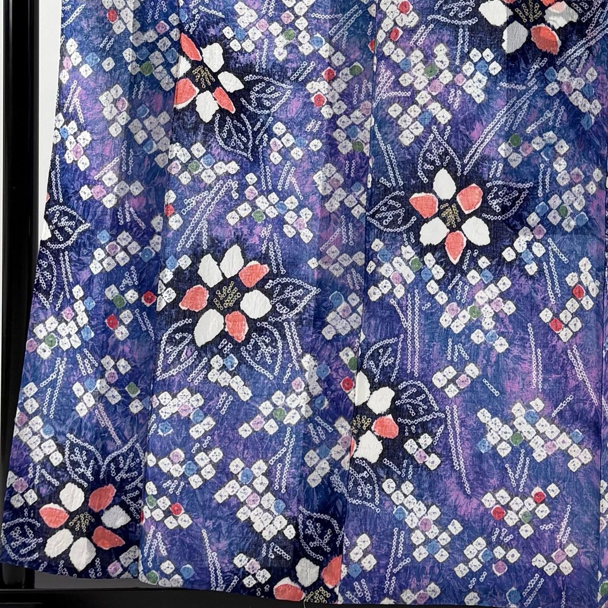 浴衣 身丈162 cm 裄丈65.5 M 絞り浴衣 草花 青紫 綿