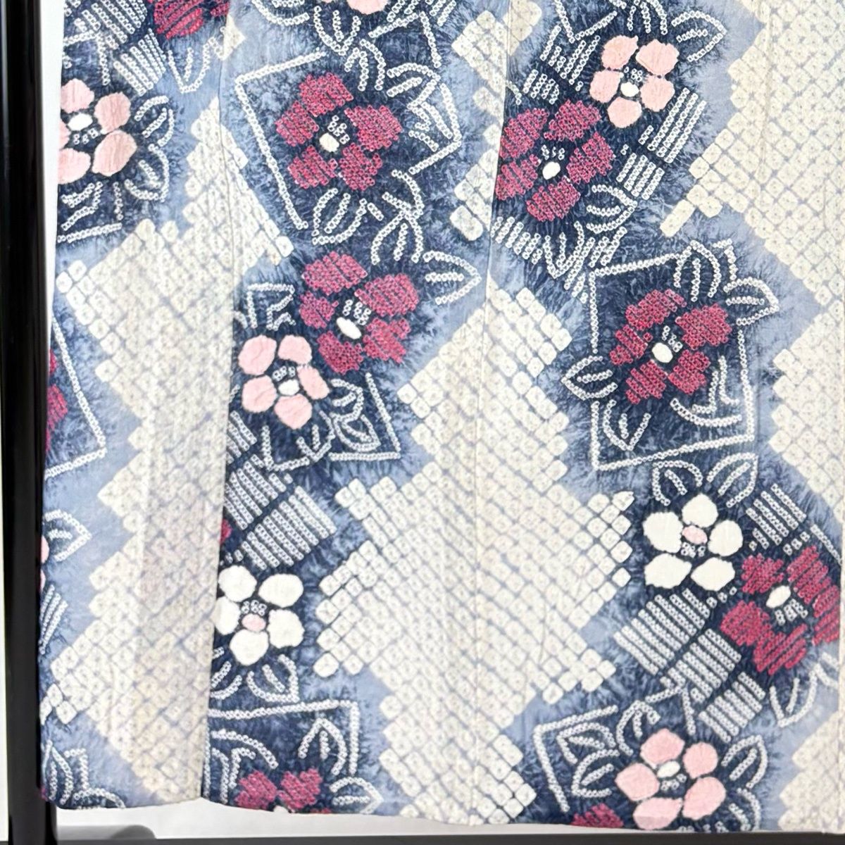 浴衣 身丈156.5 cm 裄丈64 M 絞り浴衣 草花 白 綿