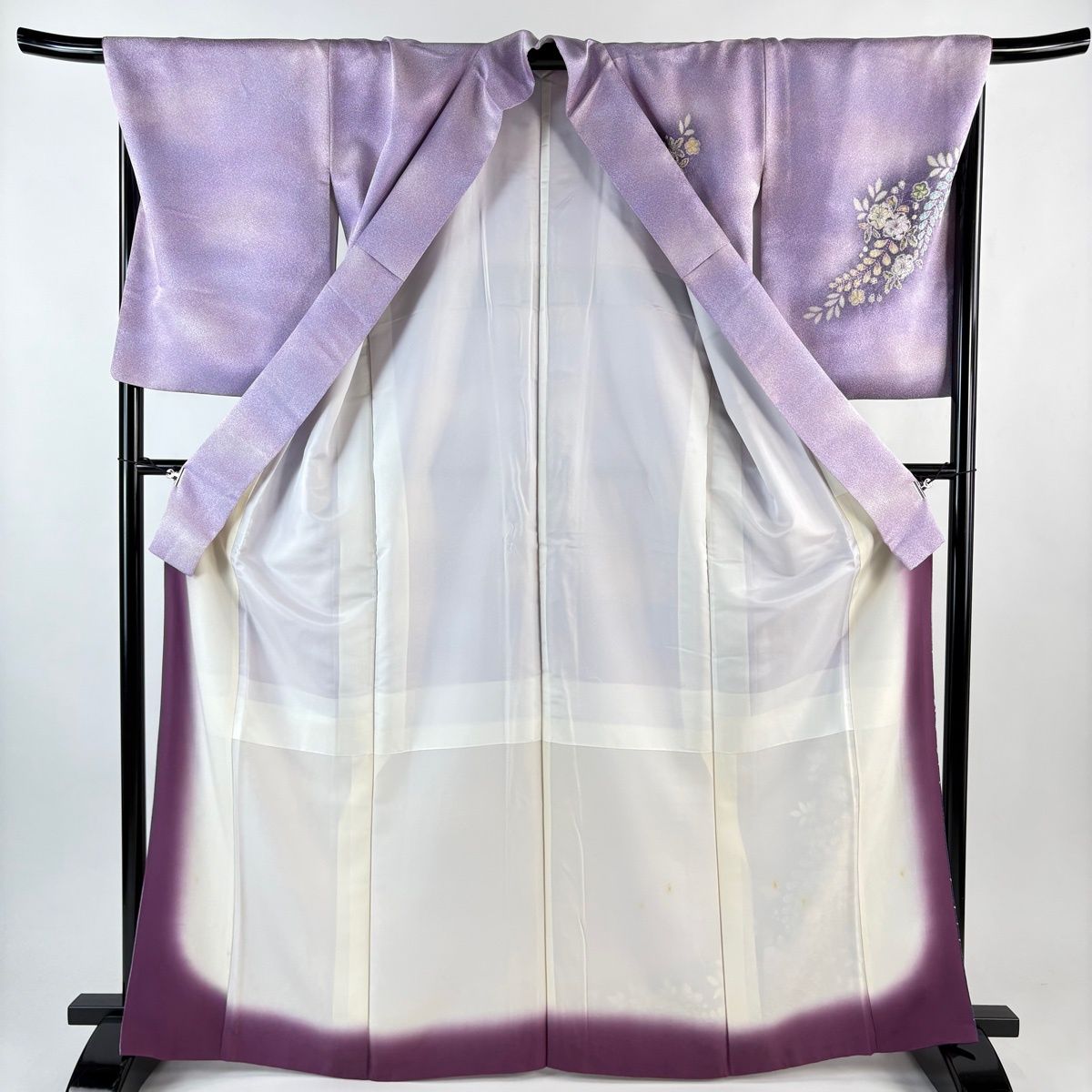  付下げ 身丈166.5 cm 裄丈69 L 袷 翠山工房 やまと 落款 辻が花 銀通し 金彩 薄紫 正絹 訪問着 付け下げ 着物