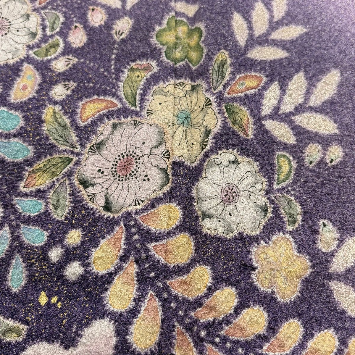 付下げ 身丈166.5cm 裄丈69cm L 袷 翠山工房 やまと 落款 辻が花 銀