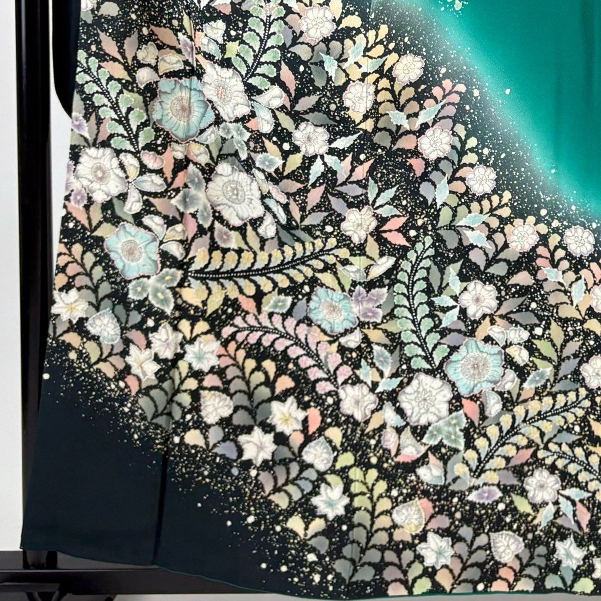 振袖 身丈159cm 裄丈66cm M 袷 翠山工房 やまと 落款 辻が花 ぼかし 緑