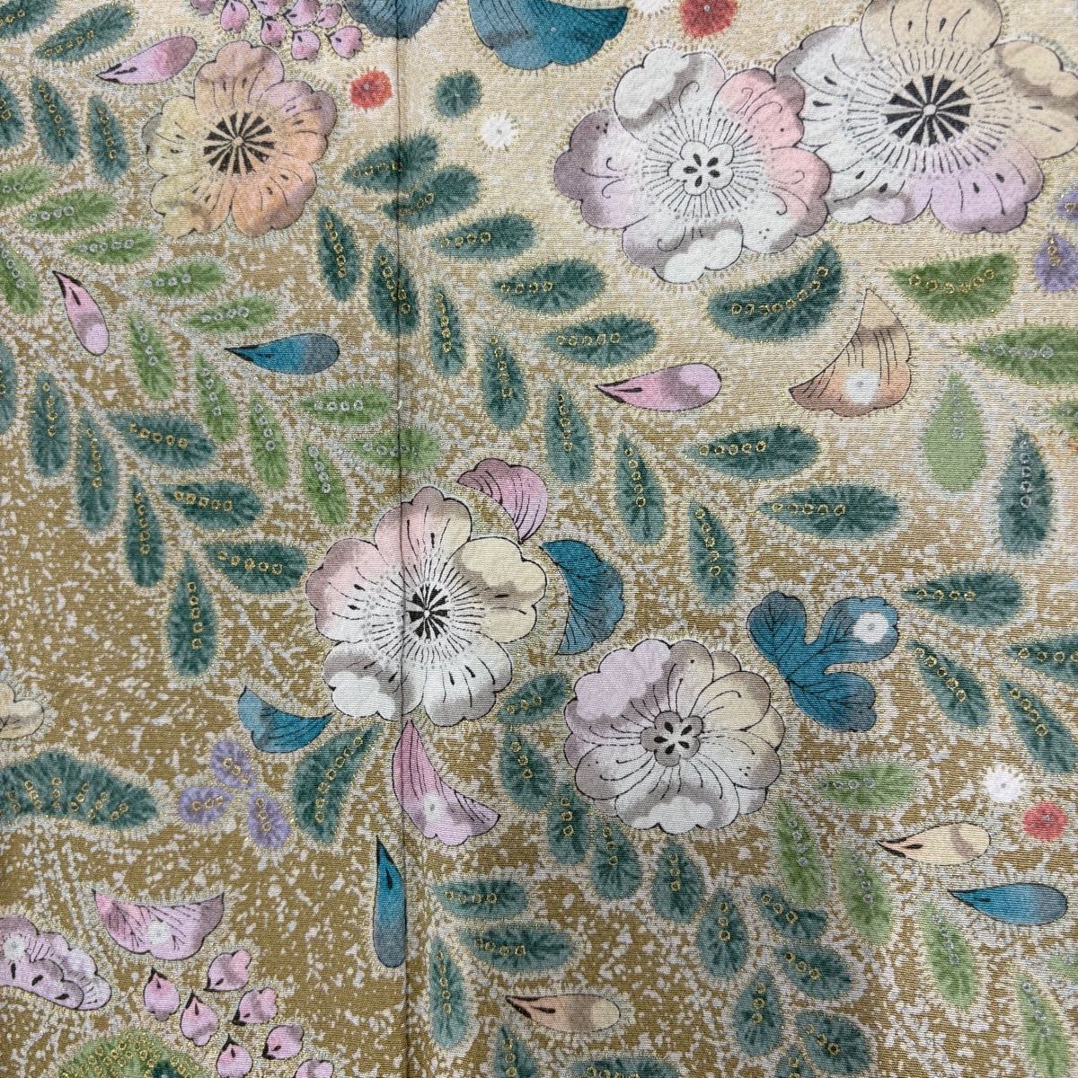 美品】 訪問着 身丈163cm 裄丈65cm M 袷 辻が花柄 唐草 金彩 ぼかし