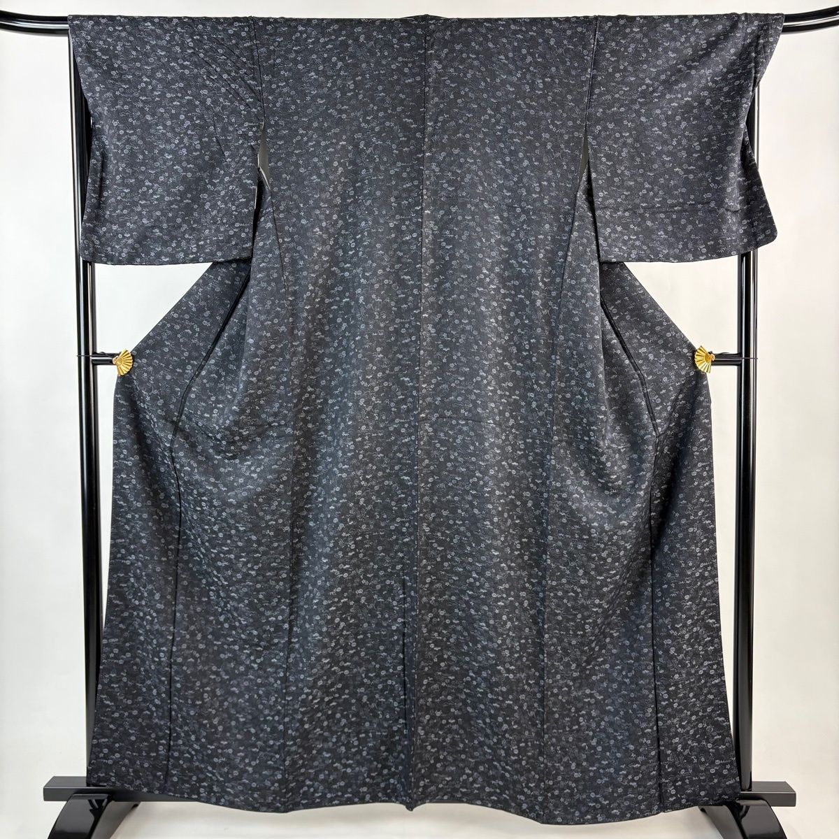 小紋 身丈161 5 cm 裄丈68 L 袷 草花 松竹梅 紺色 正絹