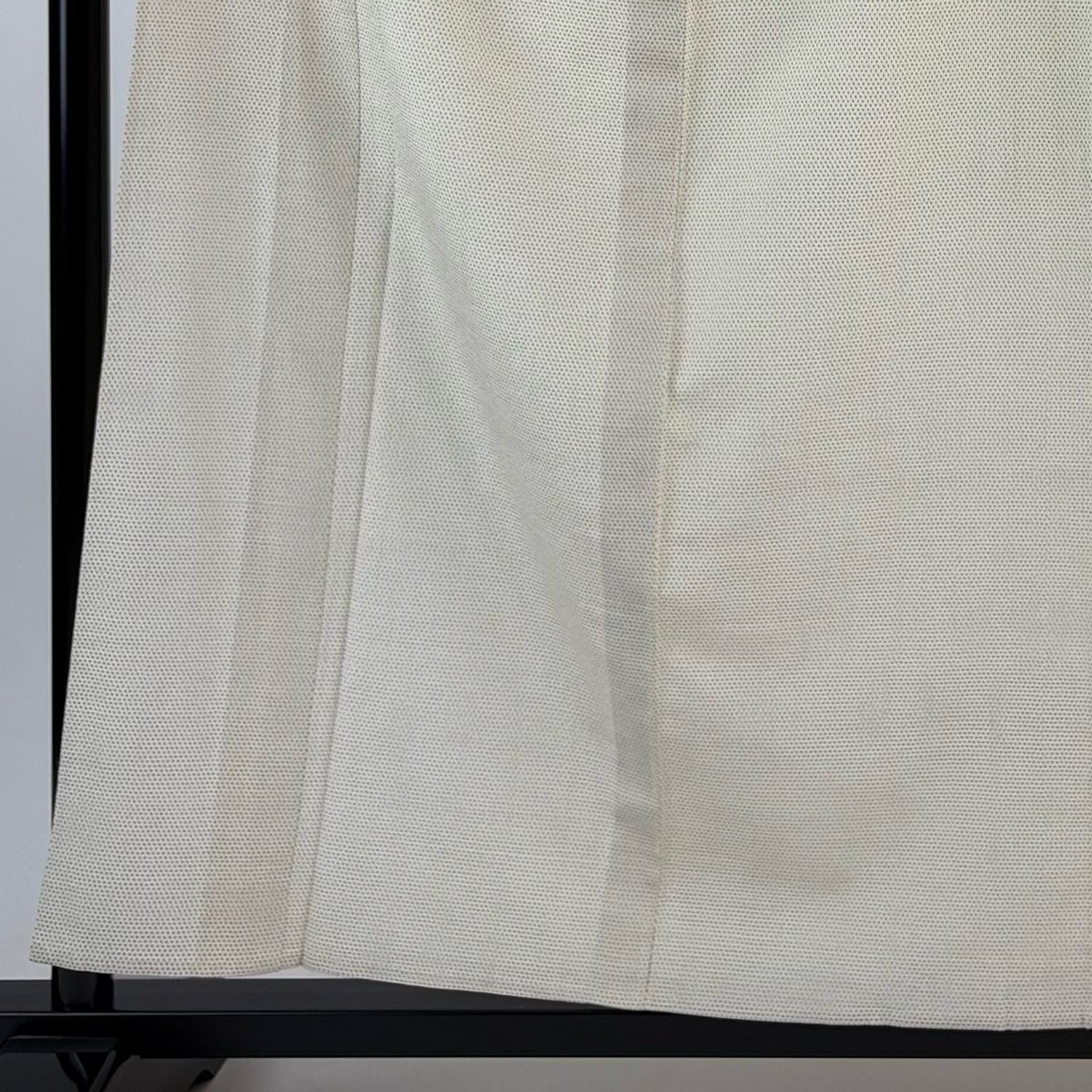 お召 身丈158 cm 裄丈64 M 単衣 本塩沢 証紙 絣柄 クリーム 正絹