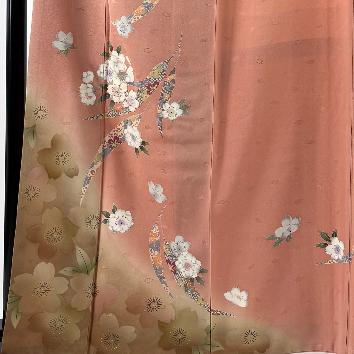 振袖 身丈164cm 裄丈66cm M 袷 桜 うさぎ 金彩 ぼかし ピンク 正絹