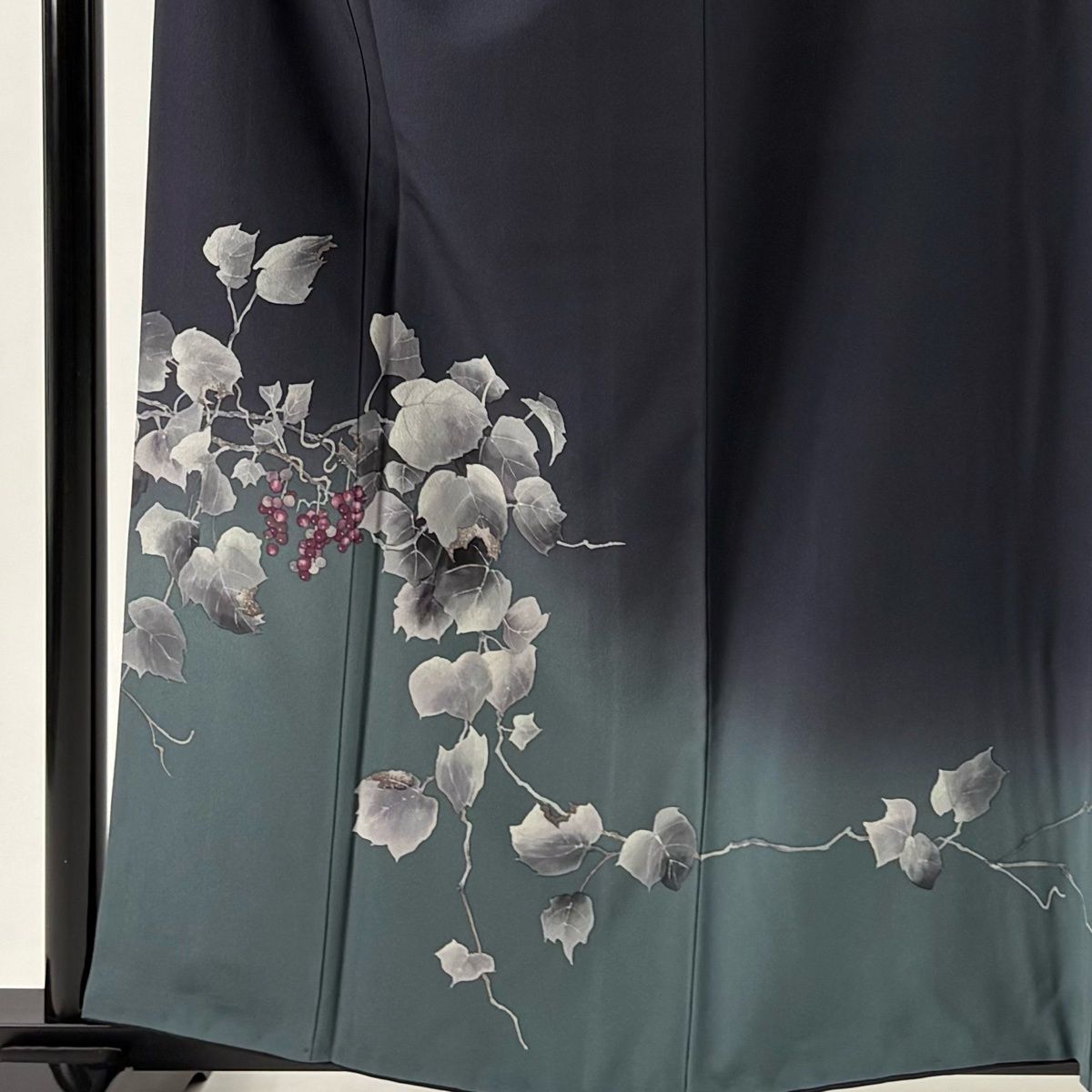 付下げ 身丈159.5cm 裄丈66.5cm M 袷 草野一騎 落款 葡萄 染め分け