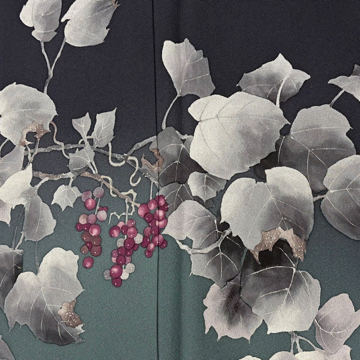 付下げ 身丈159.5cm 裄丈66.5cm M 袷 草野一騎 落款 葡萄 染め分け