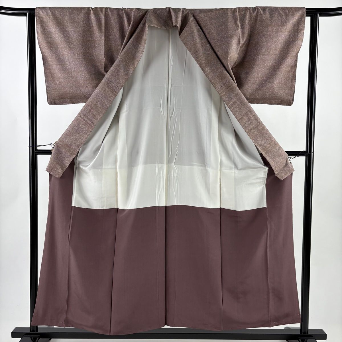  小紋 身丈156 cm 裄丈62.5 S 袷 大島紬地 証紙 霞 ぼかし 薄小豆 正絹 名品 小紋 着物