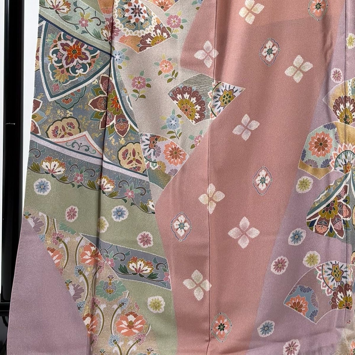 訪問着 身丈169 cm 裄丈68 L 袷 扇面 華文 金糸 金彩 薄紫 正絹 名品