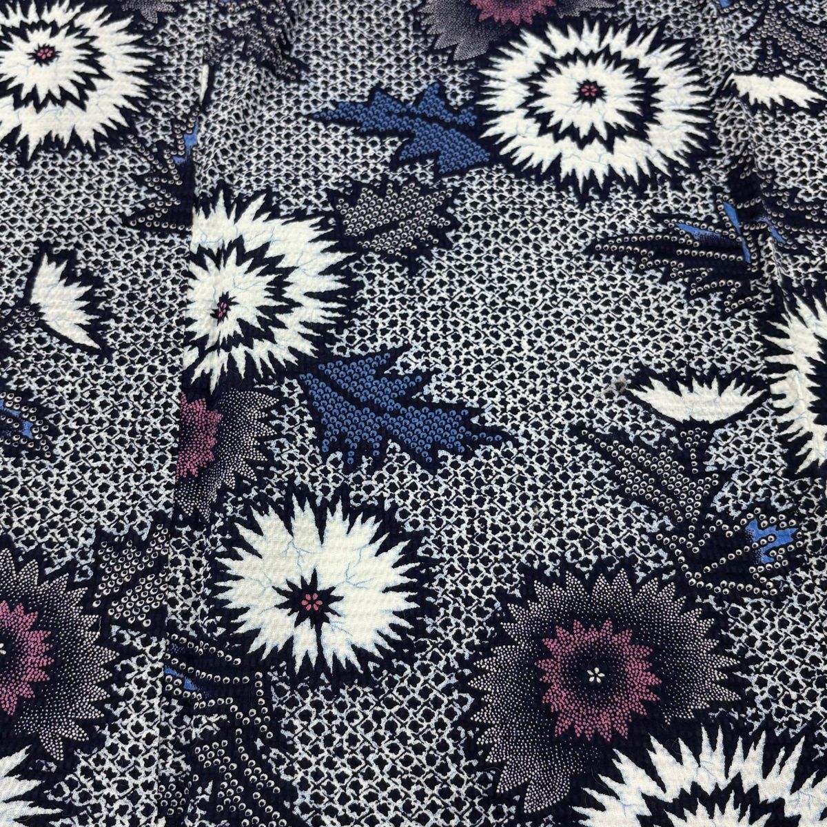  浴衣 身丈154 cm 裄丈66 M 絞り浴衣 菊 紺色 綿 浴衣単品 浴衣
