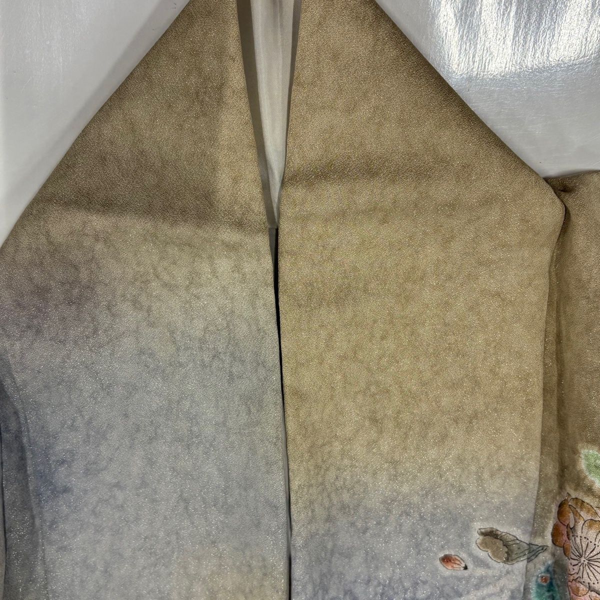  訪問着 身丈169 cm 裄丈66 M 袷 落款 辻が花 霞 銀通し 金彩 灰紫 正絹 訪問着 付け下げ 着物