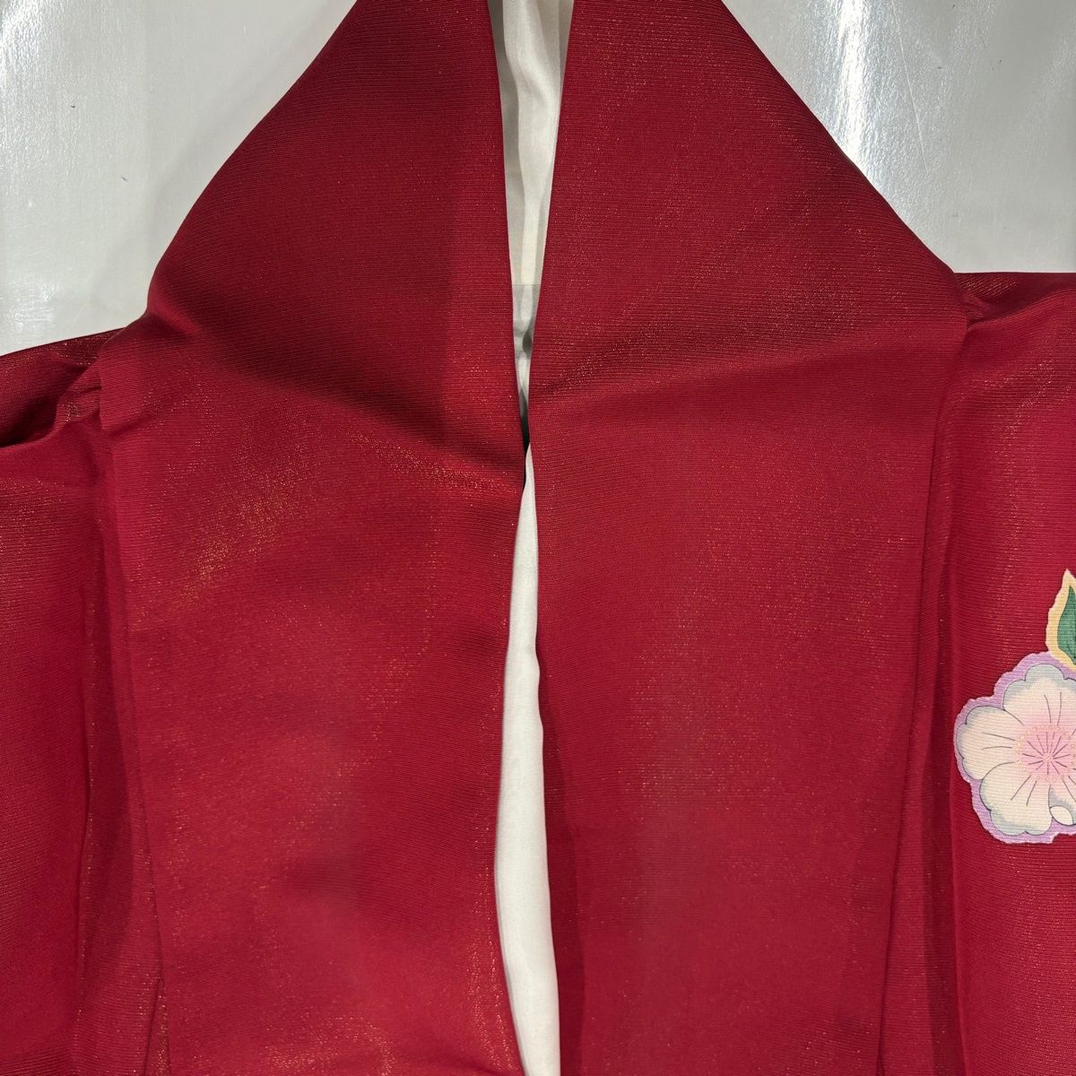  振袖 身丈158 cm 裄丈65 M 袷 手鞠 桜 金通し 金彩 赤 正絹 振袖 着物