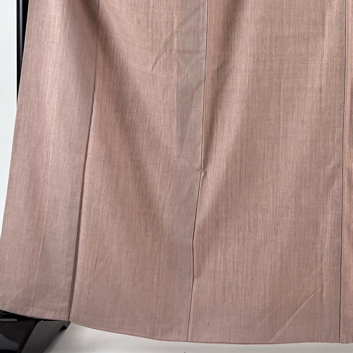 結城紬 身丈165cm 裄丈62.5cm S 袷 本場結城紬 証紙 ピンクベージュ