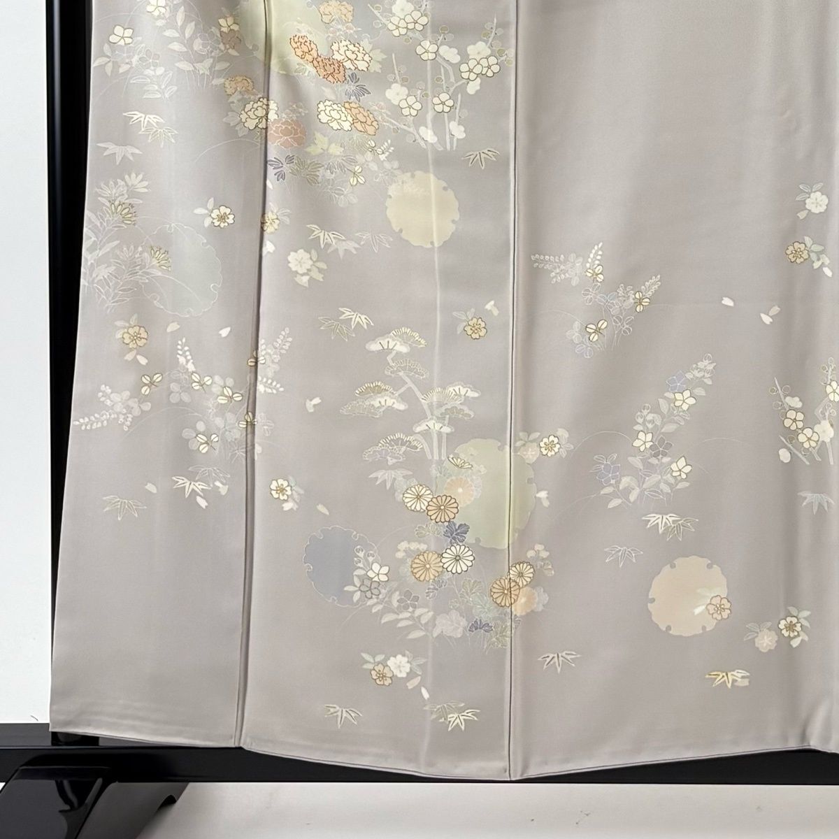 訪問着 身丈157.5 cm 裄丈64.5 M 袷 千總 落款 雪輪 松竹梅 金糸 金彩 灰茶 正絹