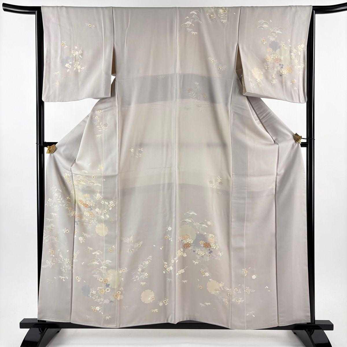 訪問着 身丈157 5 cm 裄丈64 M 袷 千總 落款 雪輪 松竹梅 金糸 金彩 灰茶 正絹