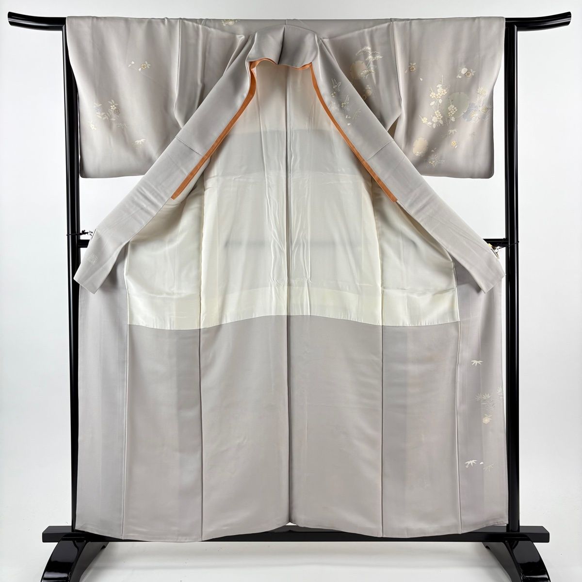  訪問着 身丈157 5 cm 裄丈64 M 袷 千總 落款 雪輪 松竹梅 金糸 金彩 灰茶 正絹 訪問着 付け下げ 着物