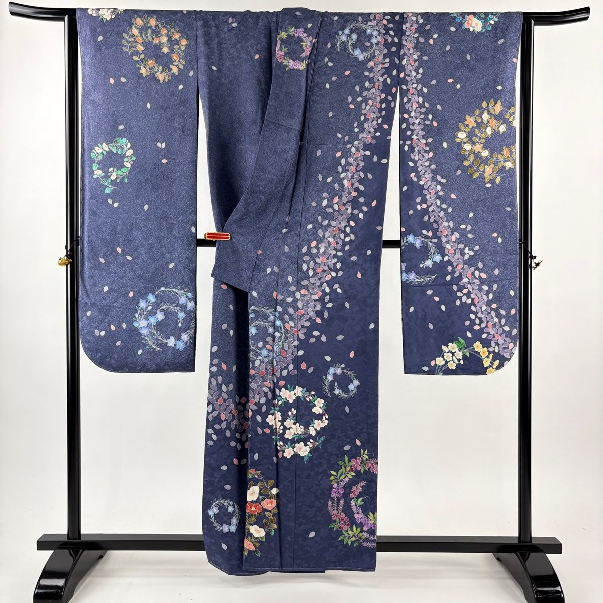 ‪‪❤︎‬ スカイブルー 吉祥 花々柄 振袖 身丈156 美品】 振袖 身丈157.5cm 裄丈66.5cm M 袷 落款 花丸文 花びら 青紫