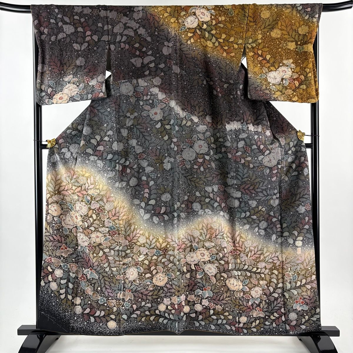 訪問着 身丈158 5 cm 裄丈68 L 袷 翠山工房 落款 辻が花 ぼかし 墨色 正絹