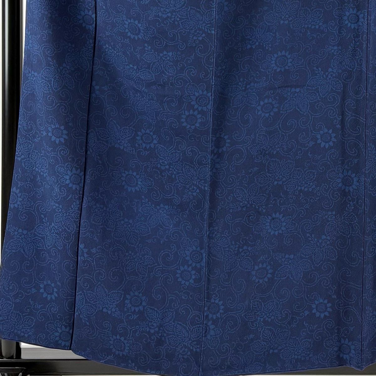 小紋 身丈158 cm 裄丈65 M 袷 佐藤昭人 証紙 花唐草 藍色 正絹