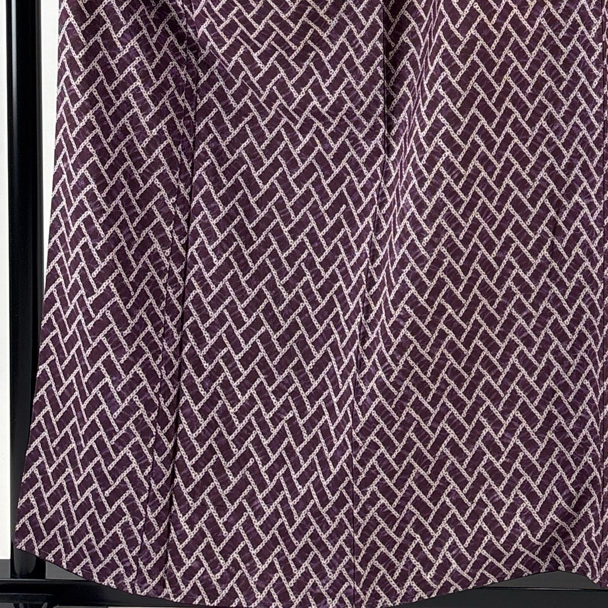 小紋 身丈158.5 cm 裄丈64.5 M 袷 幾何学模様 紫 正絹