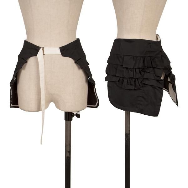 コムデギャルソンリメイク フリル付き黒シフォンミニスカート コムデギャルソンCOMME des GARCONS フリルオーバースカート 黒M位