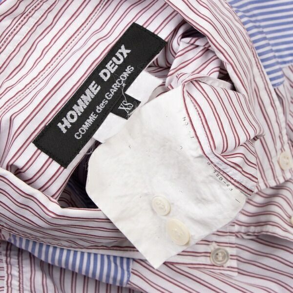 【ほぼ新品】XSサイズ コムデギャルソン オム ドゥ ストライプシャツ コムデギャルソン オムドゥCOMME des GARCONS HOMME DEUX ボーダー