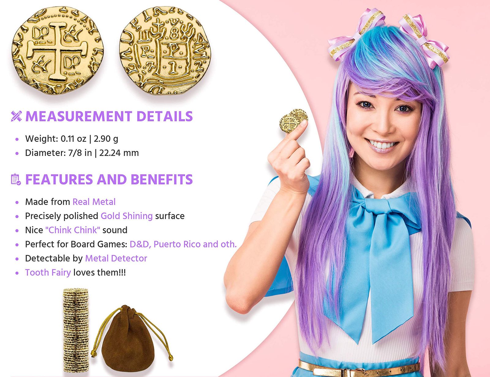 大型メタル海賊コイン - 35ゴールドトレジャーコインセット、メタルレプリカ スペインダブロン 海賊パーティーデコレーション&記念品、トークン、おもちゃ、コスプレ用  - 海賊宝箱、サイズ7/8インチ [35 Pcs] 海賊ゴールドコイン プラスチックバルク 聖パトリック海賊 ...