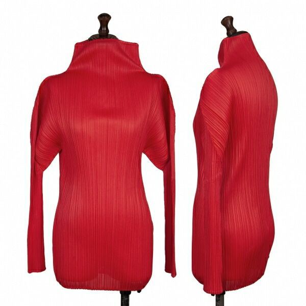 プリーツプリーズPLEATS PLEASE ハイネックカットソー 赤3 - メルカリ